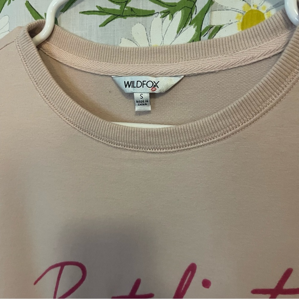WILDFOX But First Cocktails pink tan cute quote graphic relaxed fit sweatshirt - Picture 5 of 9